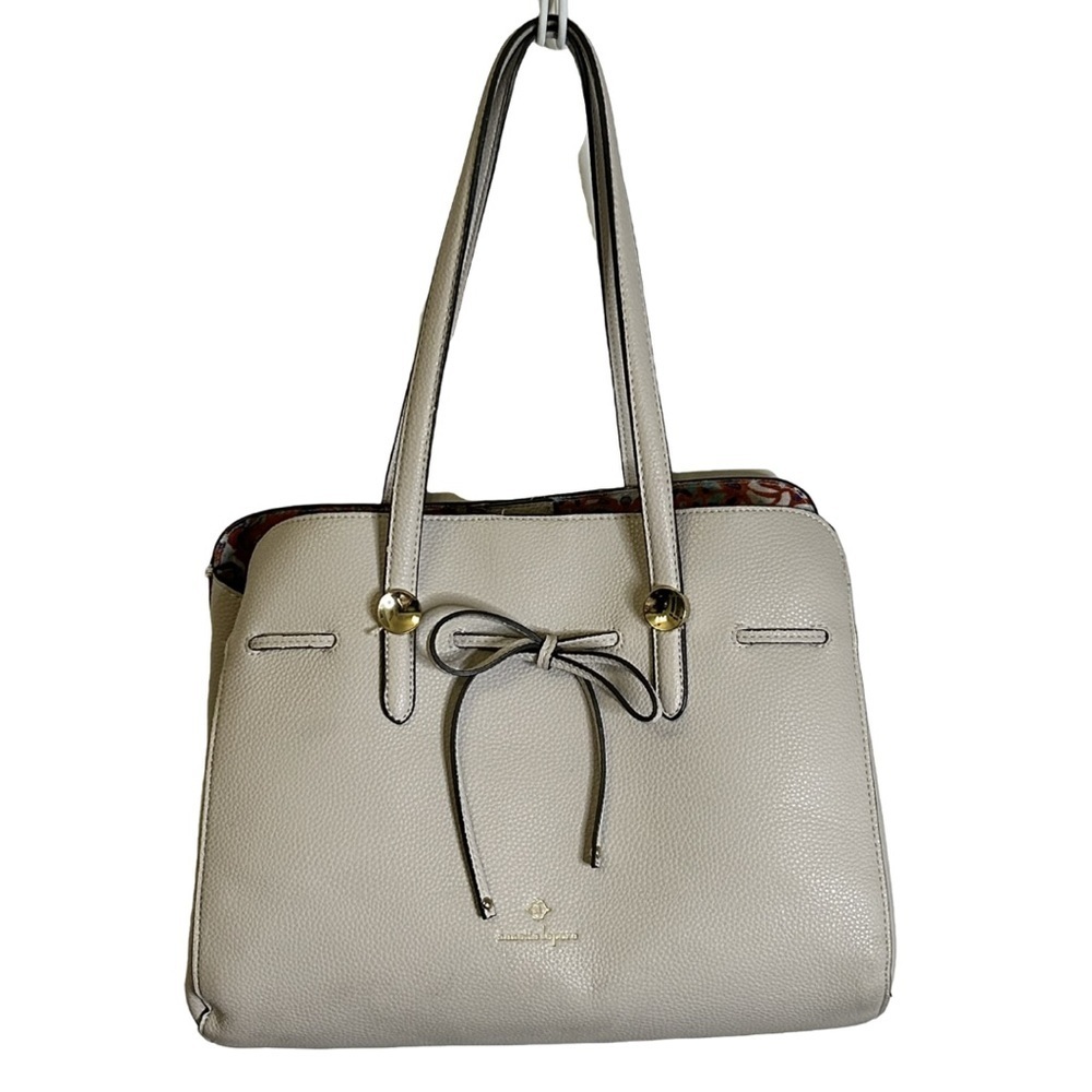 Nanette Lapor | Arabelle Shoulder Bag | Light Grey/Cream | Bow Detail